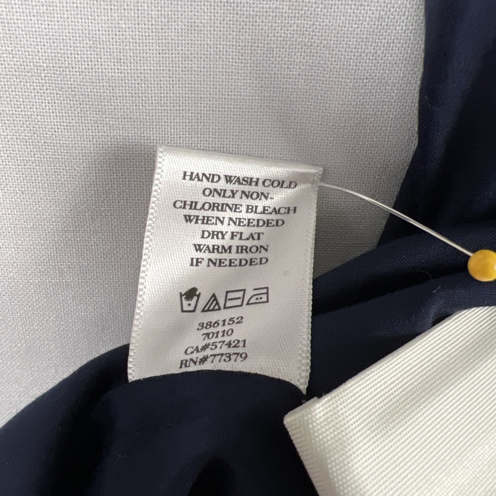 Ann Taylor Blouse Womens 14 Navy Blue Button Up Long Sleeve Capsule Wardrobe - Picture 6 of 13